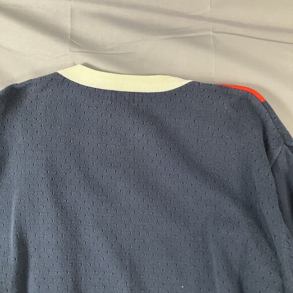 H&M Cardigan Sweater Mens XL Blue Red White Button Up Lightweight Organic Cotton - Picture 8 of 14